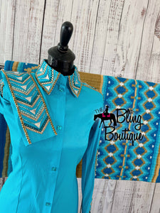 Turquoise & Tan Day Shirt Set (M)