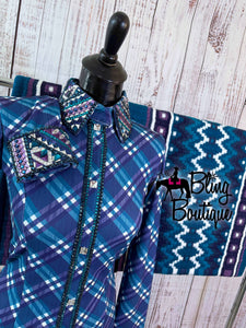 Purple, Dark Teal & Blue Plaid Day Shirt Set (Sizes Small-3XL)