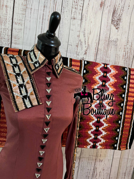 Mauve Rose & Rose Gold Day Shirt Set (S)