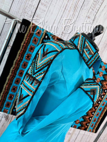 Turquoise & Bronze Day Shirt Set (L)