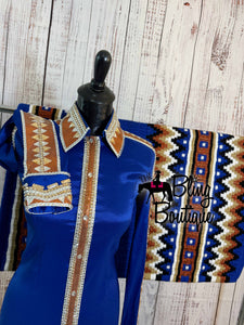 Royal Blue & Copper Day Shirt Set (XL)