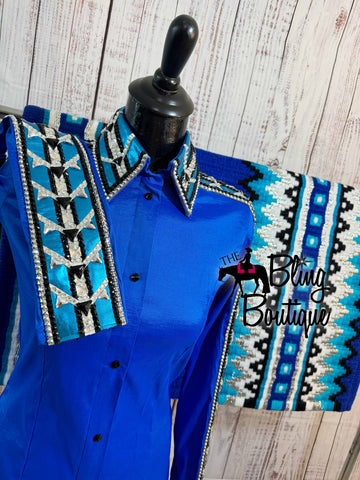 Royal Blue & Turquoise Day Shirt Set (M)