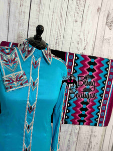 Turquoise & Fuchsia Day Shirt Set (M)