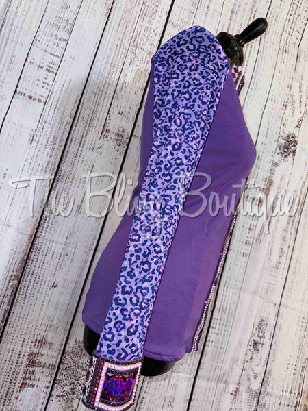 Lilac, Lavender & Leopard Day Shirt Set With Sheer Sleeves (S)