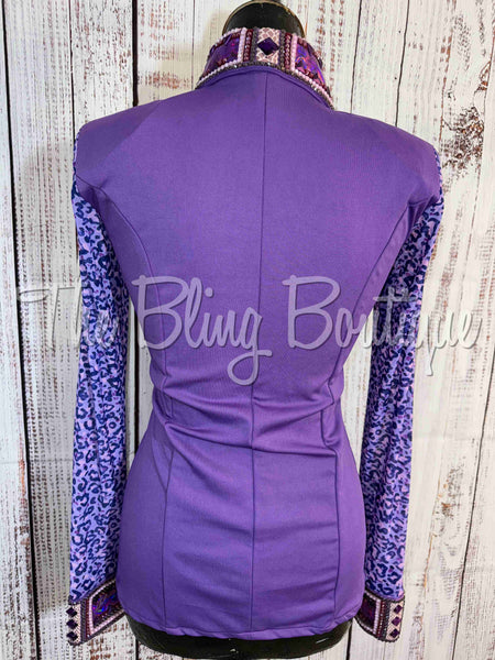 Lilac, Lavender & Leopard Day Shirt Set With Sheer Sleeves (S)