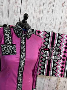 Pink, Silver & Leopard Day Shirt Set (M)