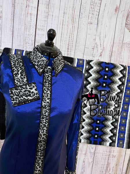 Dark Blue, Black, Grey & Leopard Day Shirt Set (XL)