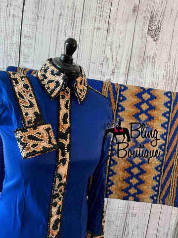 Royal Blue & Leopard Day Shirt Set (L)