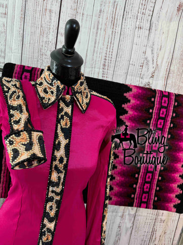 Fuchsia, Tan & Leopard Day Shirt Set (S)