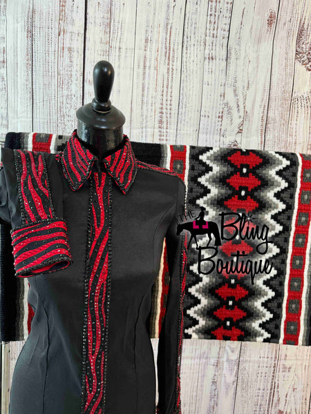 Black & Red Zebra Day Shirt Set (S)