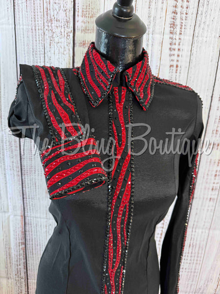 Black & Red Zebra Day Shirt Set (S)