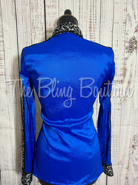 Royal Blue & Grey Leopard Day Shirt Set (S)