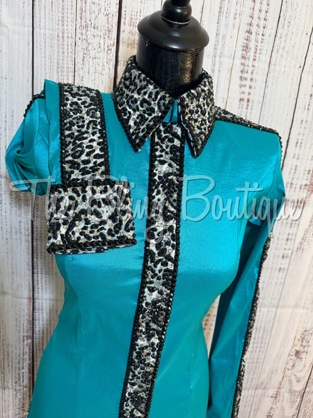 Teal, Grey & Leopard Day Shirt Set (S)