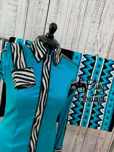 Teal Zebra Day Shirt Set (L)