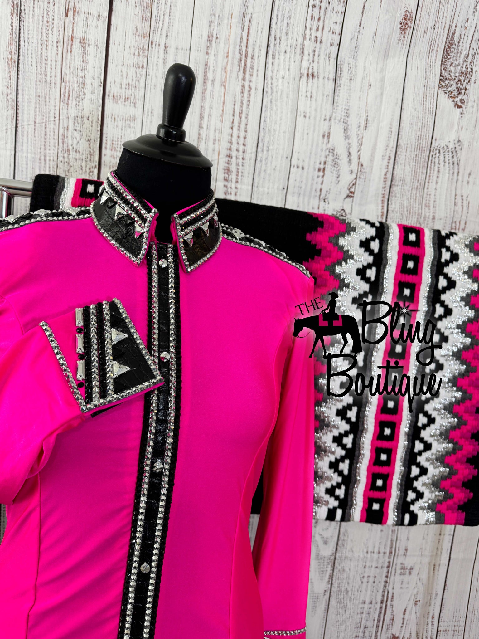 Neon Pink, Black & Silver Day Shirt Set (S)