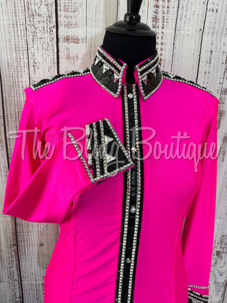 Neon Pink, Black & Silver Day Shirt Set (S)