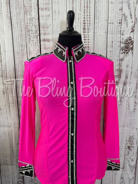 Neon Pink, Black & Silver Day Shirt Set (S)