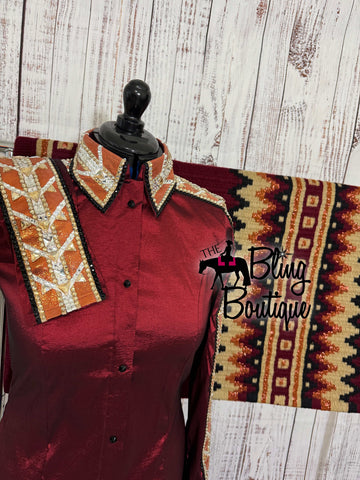 Burgundy & Copper Day Shirt Set (L)