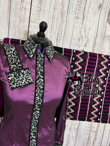 Plum & Grey Leopard Day Shirt Set (L)