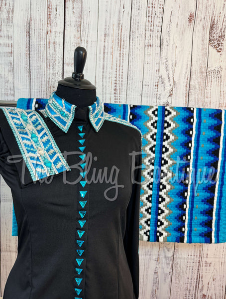 Black & Turquoise Day Shirt Set (2XL)