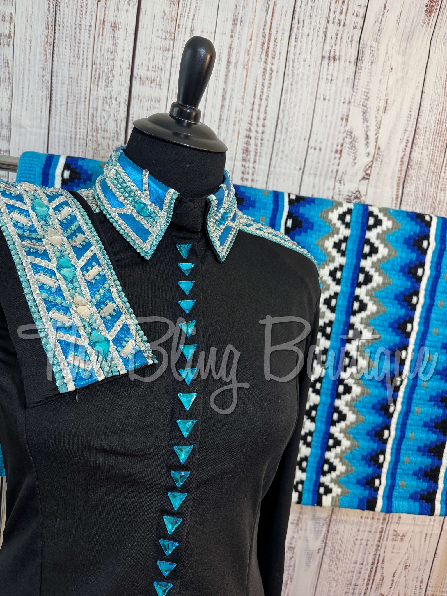 Black & Turquoise Day Shirt Set (2XL)