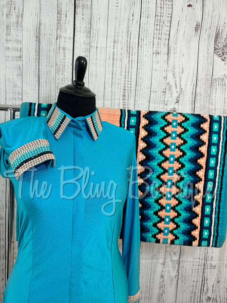 Teal & Peach Day Shirt Set (XL)