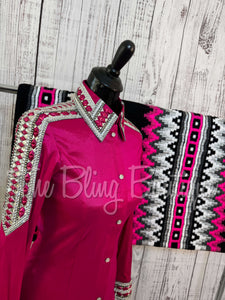 Fuchsia, Silver & White Day Shirt Set (S)