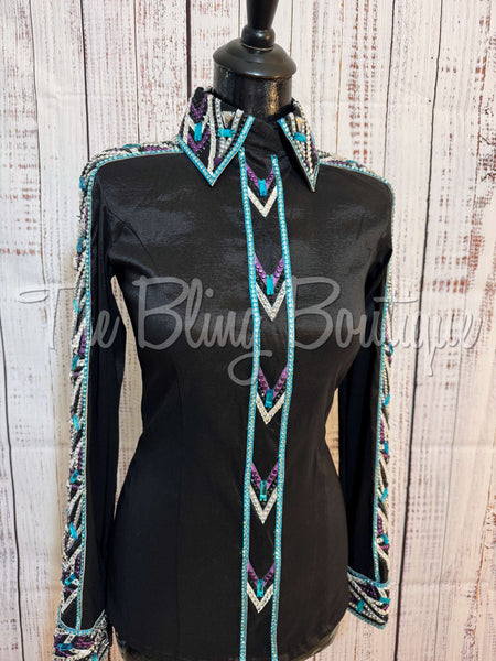 Black, Turquoise & Purple Day Shirt Set (S)