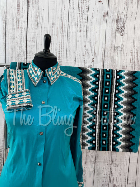 Teal, Charcoal & Silver Day Shirt Set (3XL)