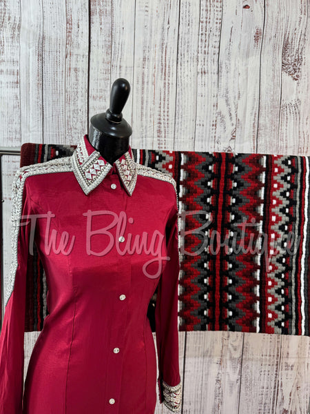 Dark Red, Charcoal & Silver Day Shirt Set (S)