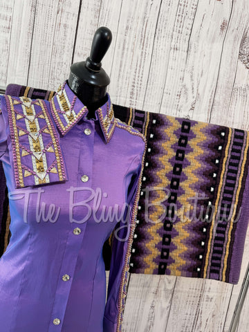 Lavender, Purple & Tan Day Shirt Set (S)