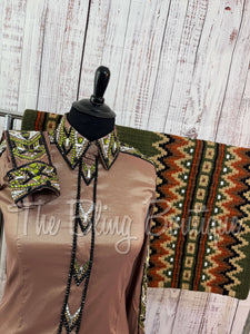 Mocha, Olive Green & Black Day Shirt Set (2XL)