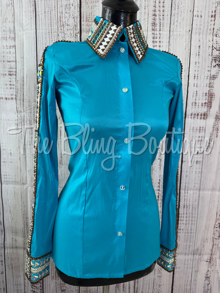 Turquoise, White & Bronze Day Shirt (S)