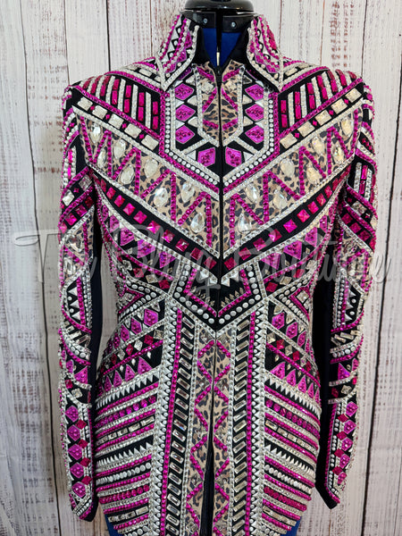 Black, Fuchsia & Leopard Showmanship Jacket (M)