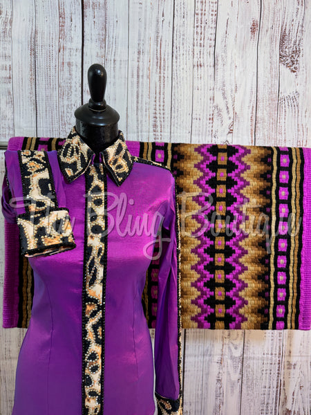 Berry & Leopard Day Shirt Set (Sizes XS-3XL)