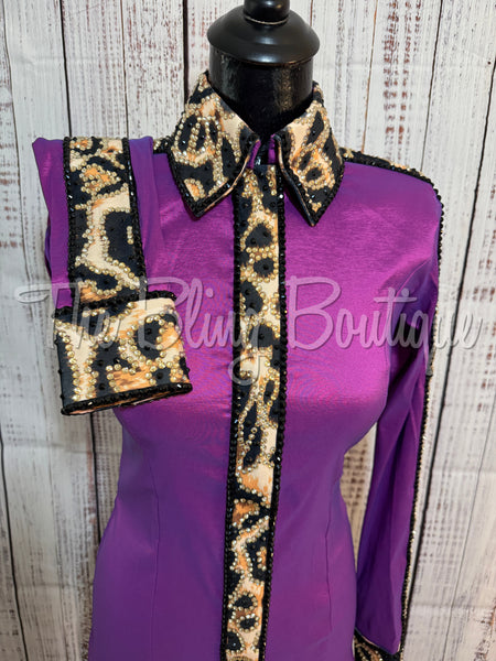 Berry & Leopard Day Shirt Set (Sizes XS-3XL)