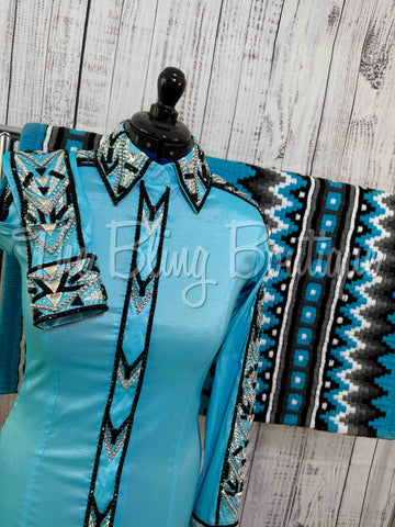 Turquoise & Black Day Shirt Set (M)