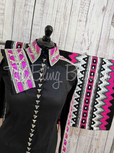 Black, Fuchsia & Silver Day Shirt Set (L)