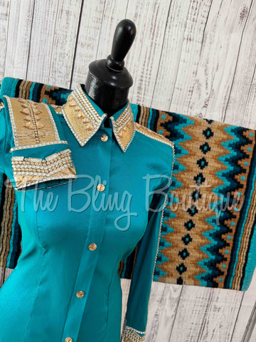 Teal & Gold Day Shirt Set (XS/S)