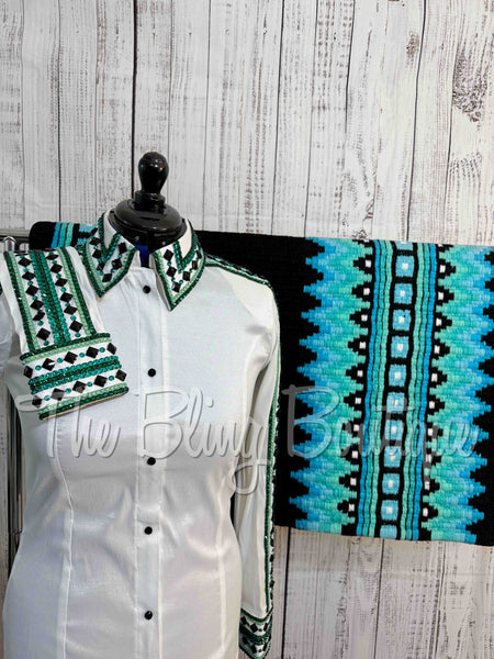 White, Teal & Mint Day Shirt Set (L)