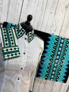 White, Teal & Mint Day Shirt Set (L)