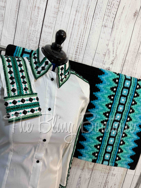 White, Teal & Mint Day Shirt Set (L)