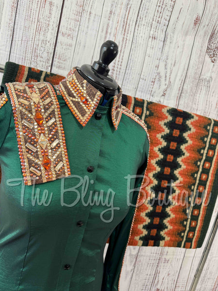 Hunter Green, Rust & Bronze Day Shirt Set (M)