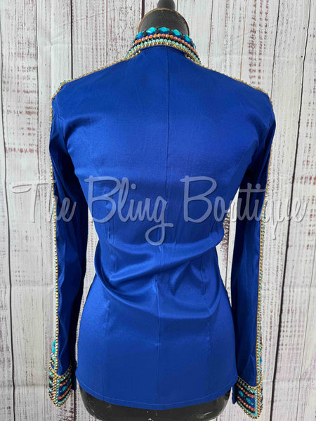 Royal Blue, Turquoise, Gold & Copper Day Shirt Set (S)