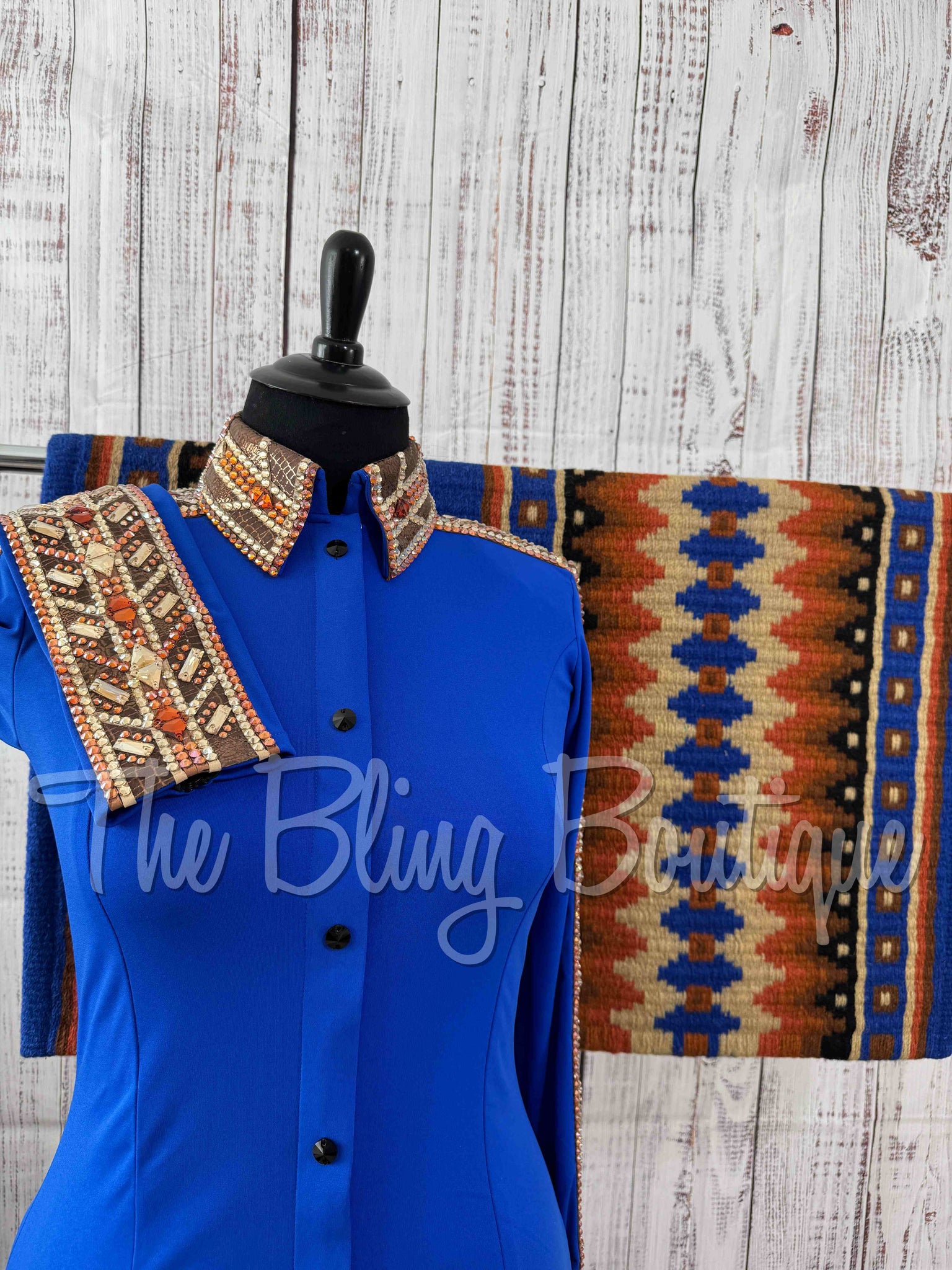 Royal Blue, Copper & Bronze Day Shirt Set (L)