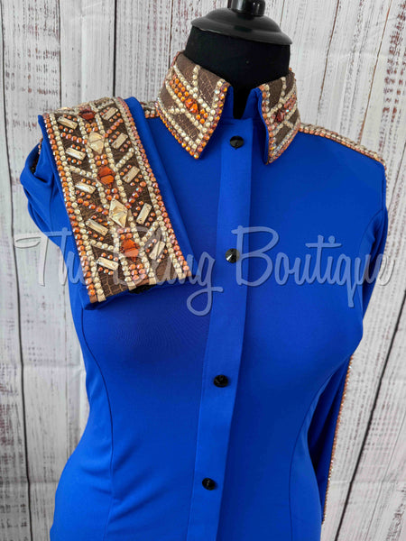 Royal Blue, Copper & Bronze Day Shirt Set (L)