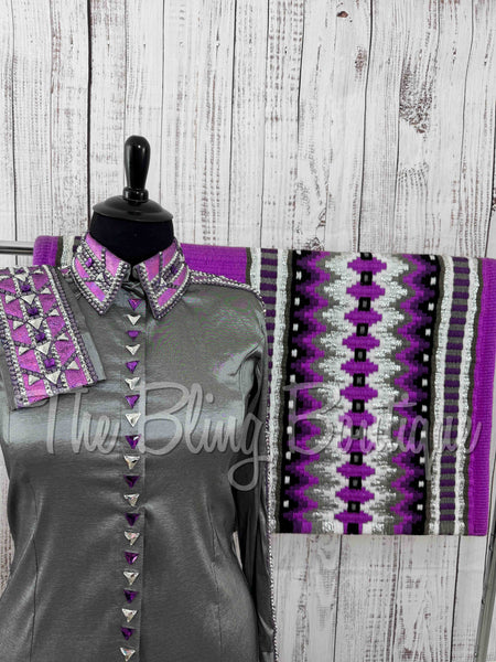 Grey, Silver & Berry Day Shirt Set (2XL)