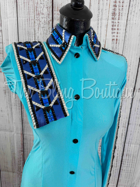 Turquoise & Royal Blue Day Shirt Set (S)