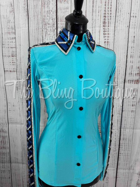 Turquoise & Royal Blue Day Shirt Set (S)