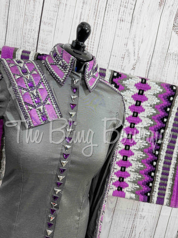 Grey, Berry, Purple & Silver Day Shirt Set (L)